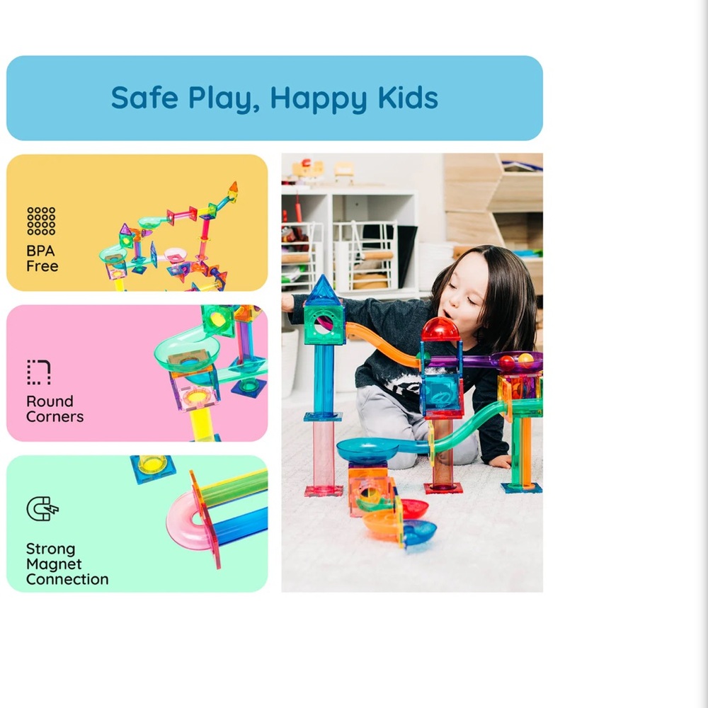 106 PicassoTiles 2-in-1 magnetic marble run set/Racing track set - Picture 4 of 12